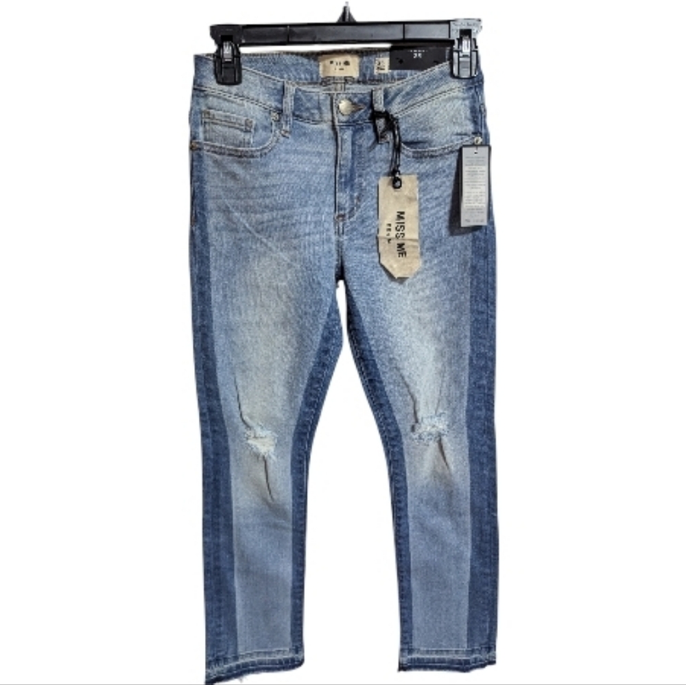 Miss Me Denim Jeans Sz 25 Blue Straight Color Block W-507